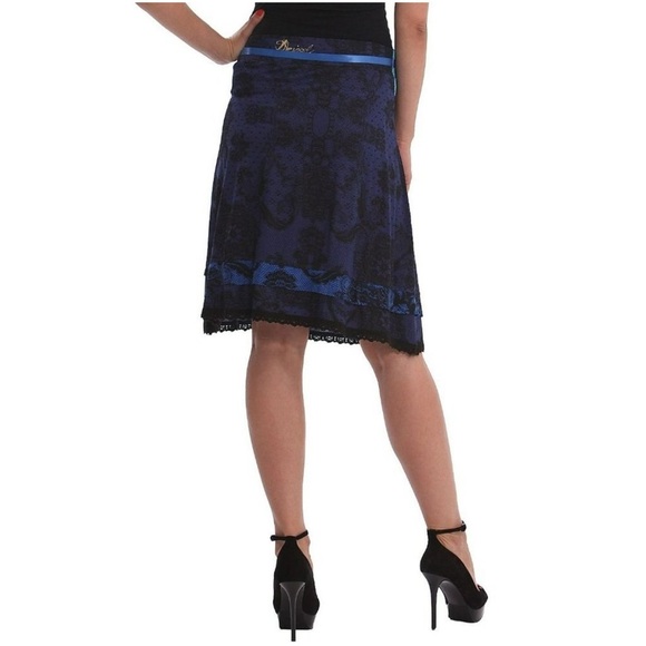 Desigual A- Line Black and Blue Paisley Print Skirt Size L - Picture 2 of 8